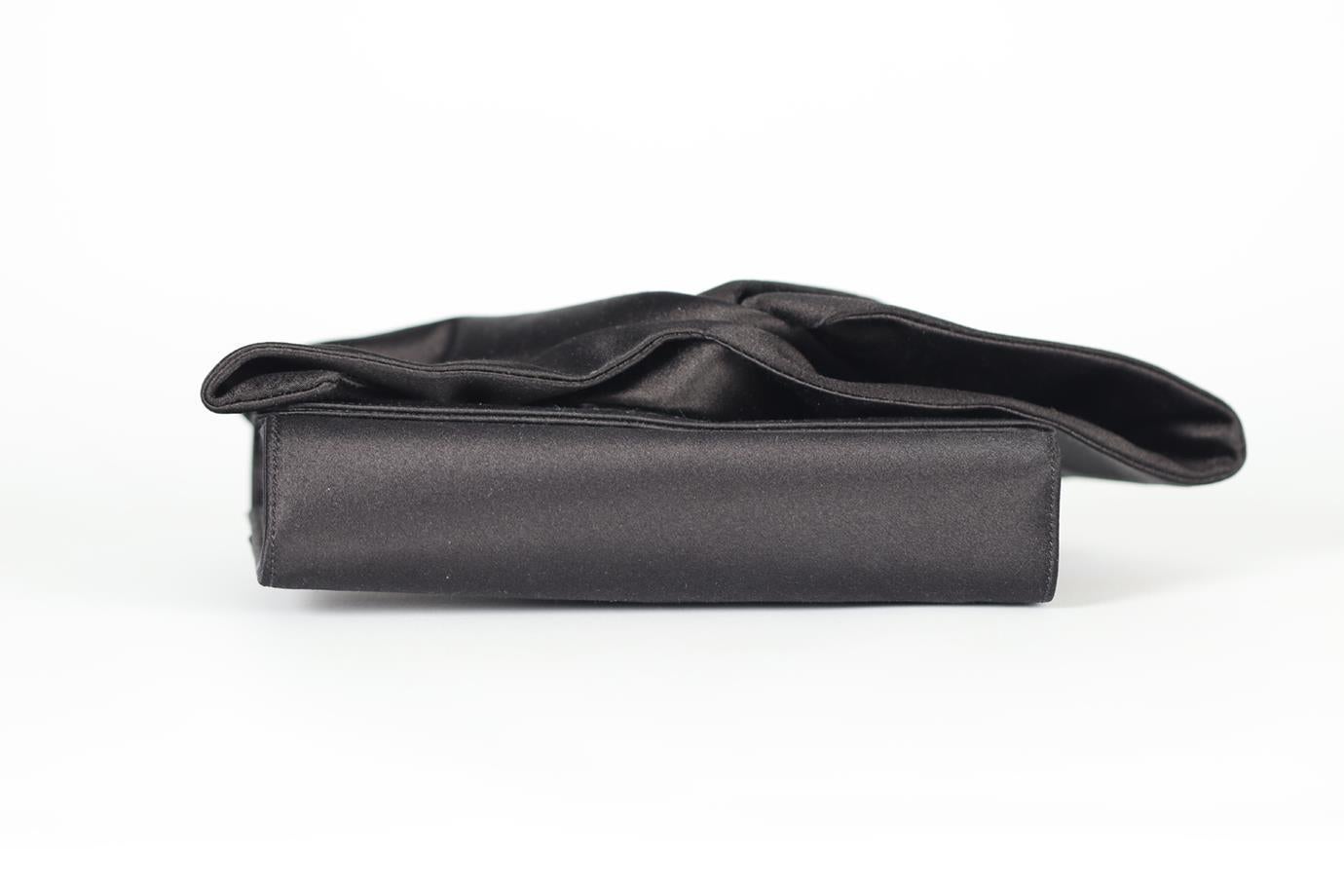 Christian Louboutin Black Bow Detailed Satin Clutch For Sale 2
