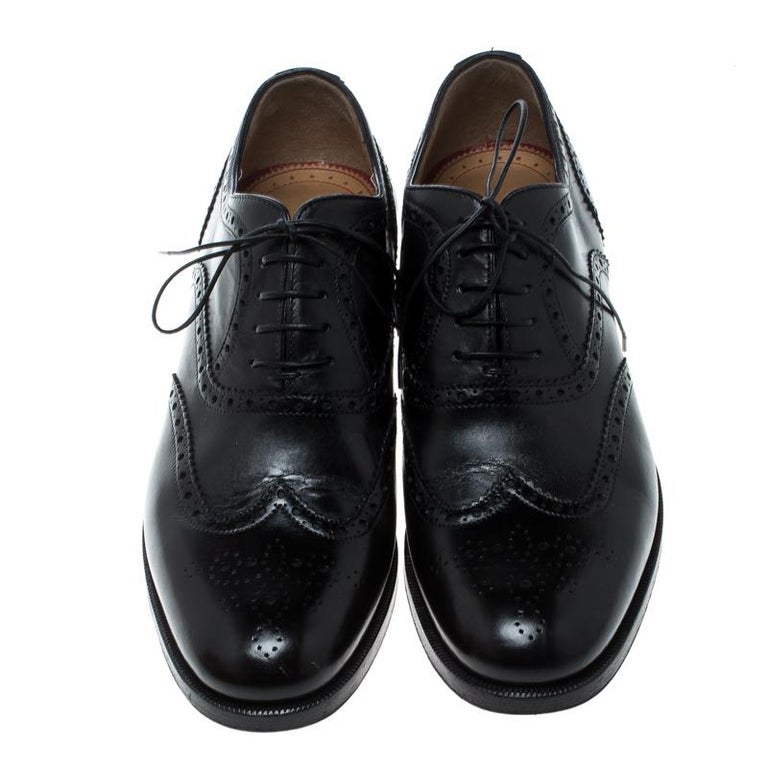 Christian Louboutin Black Brogue Leather Education Oxfords Size 40 at ...