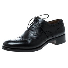 Christian Louboutin Black Brogue Leather Education Oxfords Size 40