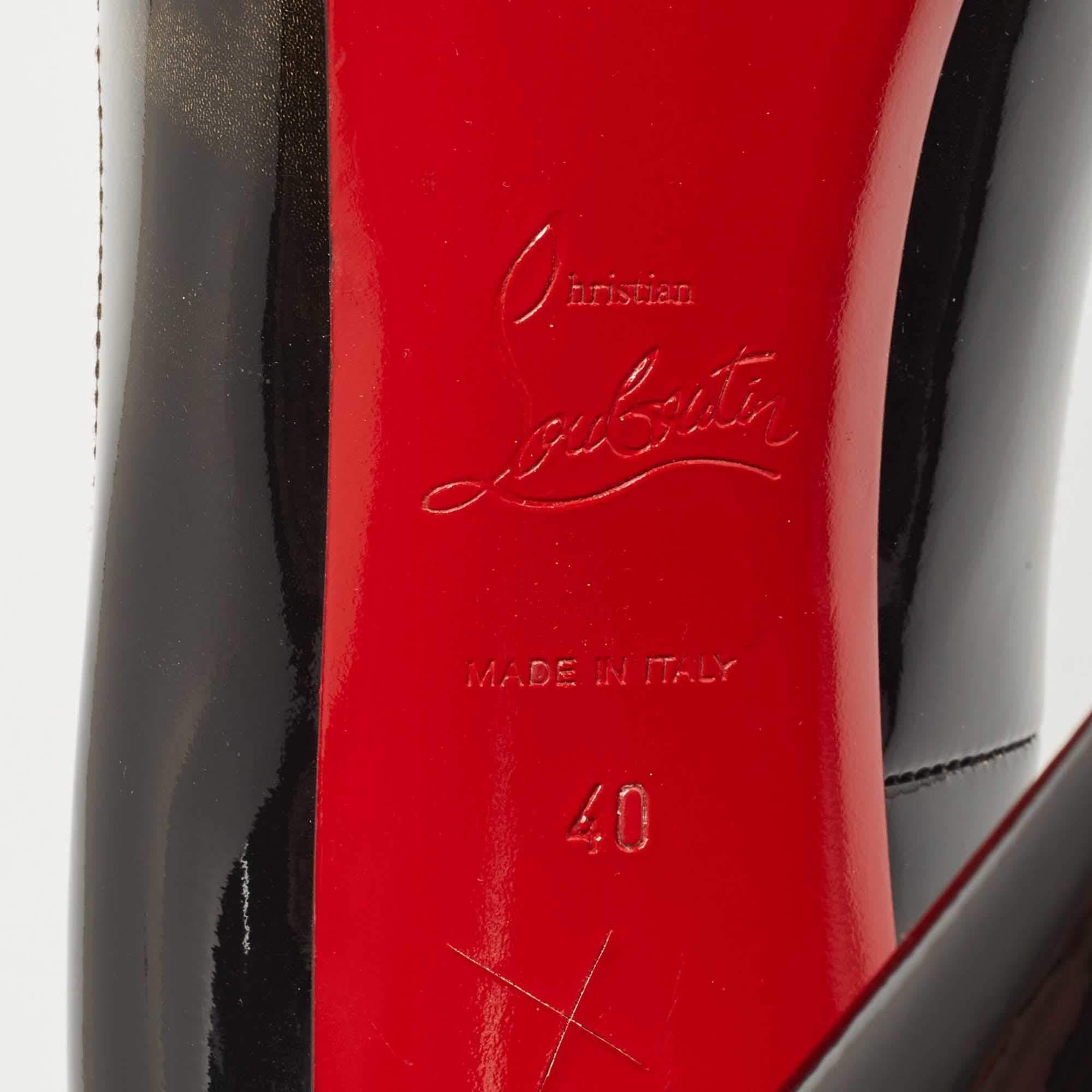 Christian Louboutin Black/Brown Leopard Print Ombre Patent Leather Peep Toe Pump 4