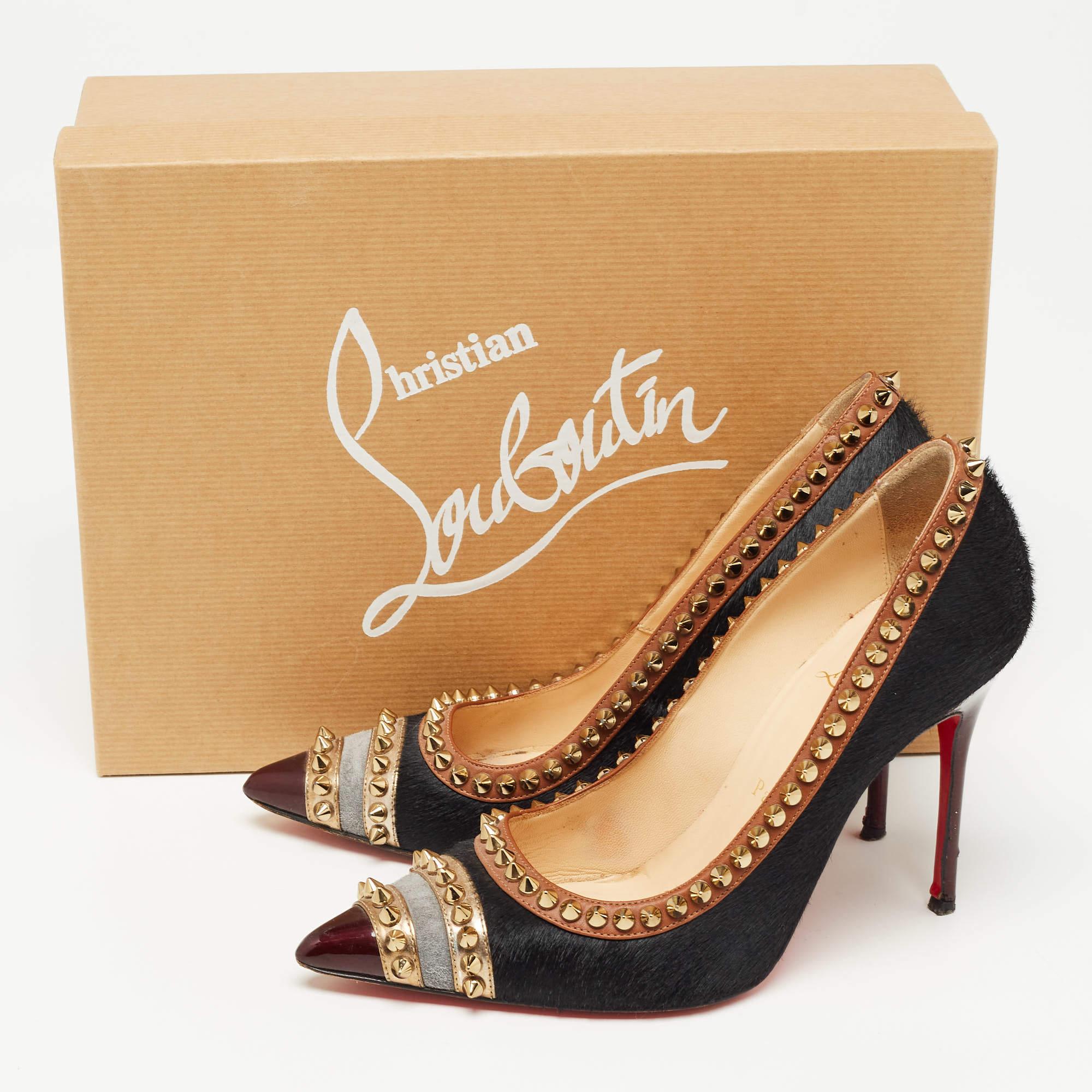 Christian Louboutin Black Calf Hair and Leather Malabar Hill Pumps Size 36 For Sale 6