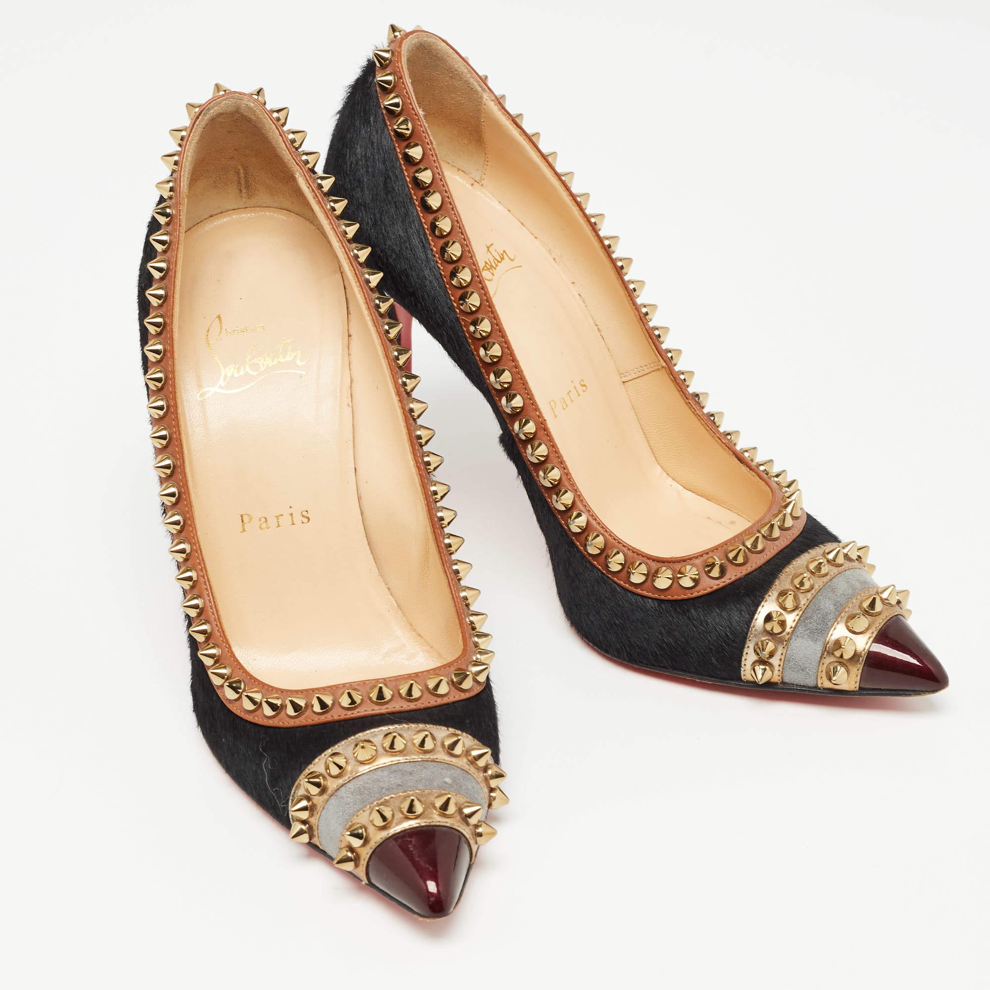 Christian Louboutin Black Calf Hair and Leather Malabar Hill Pumps Size 36 In Good Condition For Sale In Dubai, Al Qouz 2