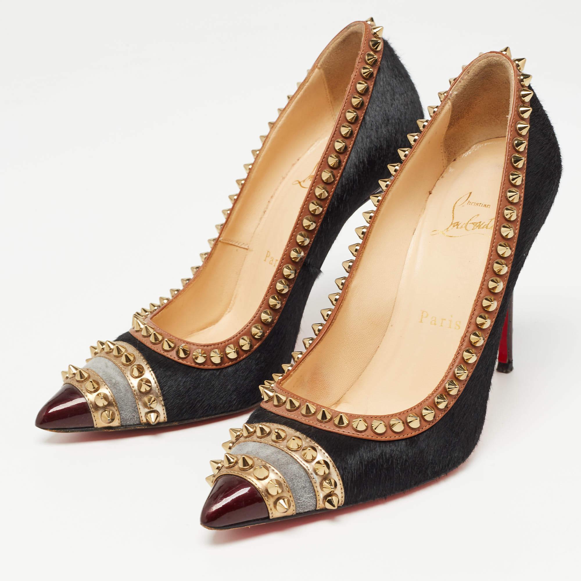 Christian Louboutin Black Calf Hair and Leather Malabar Hill Pumps Size 36 For Sale 4