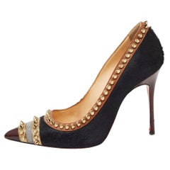 Christian Louboutin - Escarpins en cuir et poils de veau noir I Hill - Taille 36