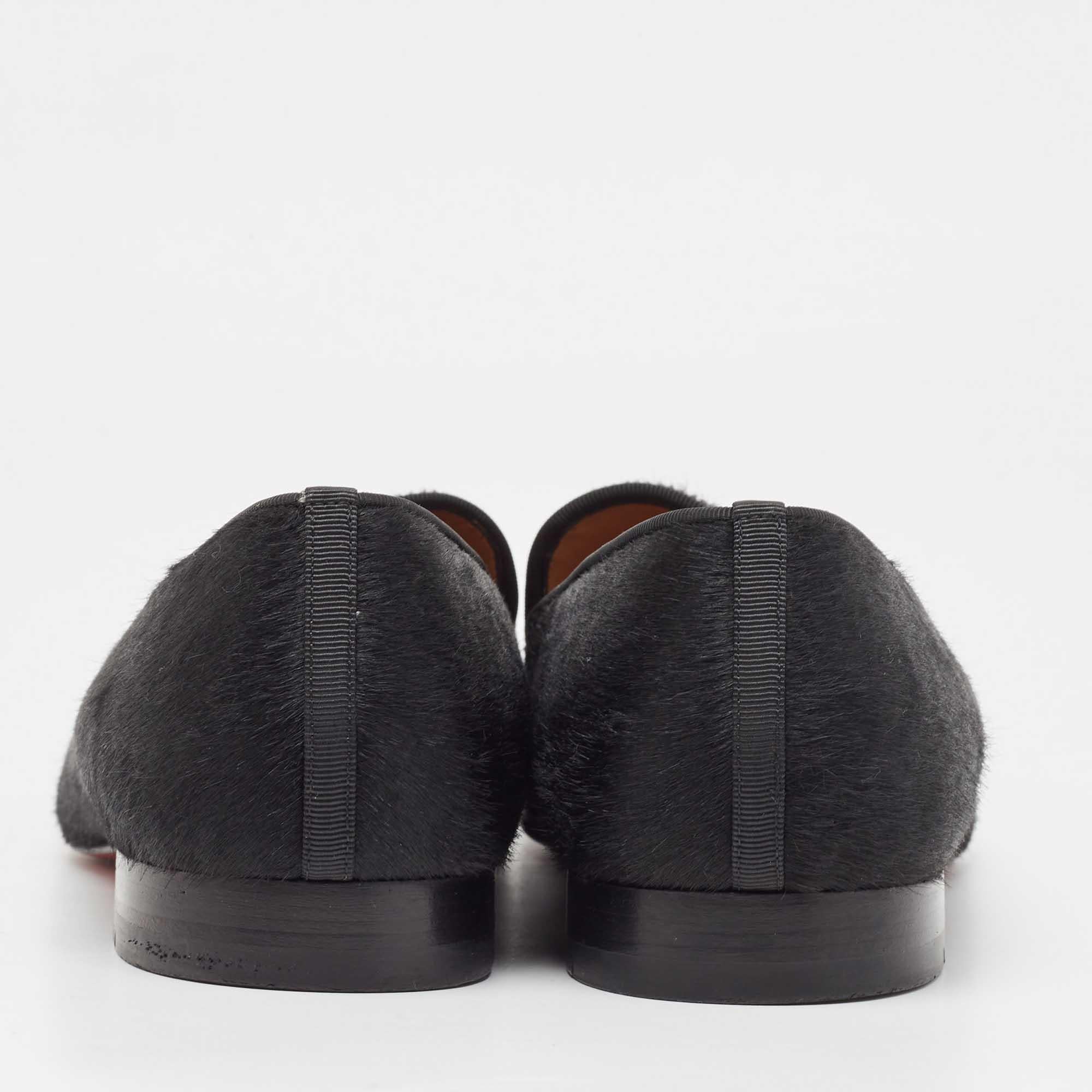 Uomo Christian Louboutin, mocassini in pelle di vitello nera taglia 43 in vendita
