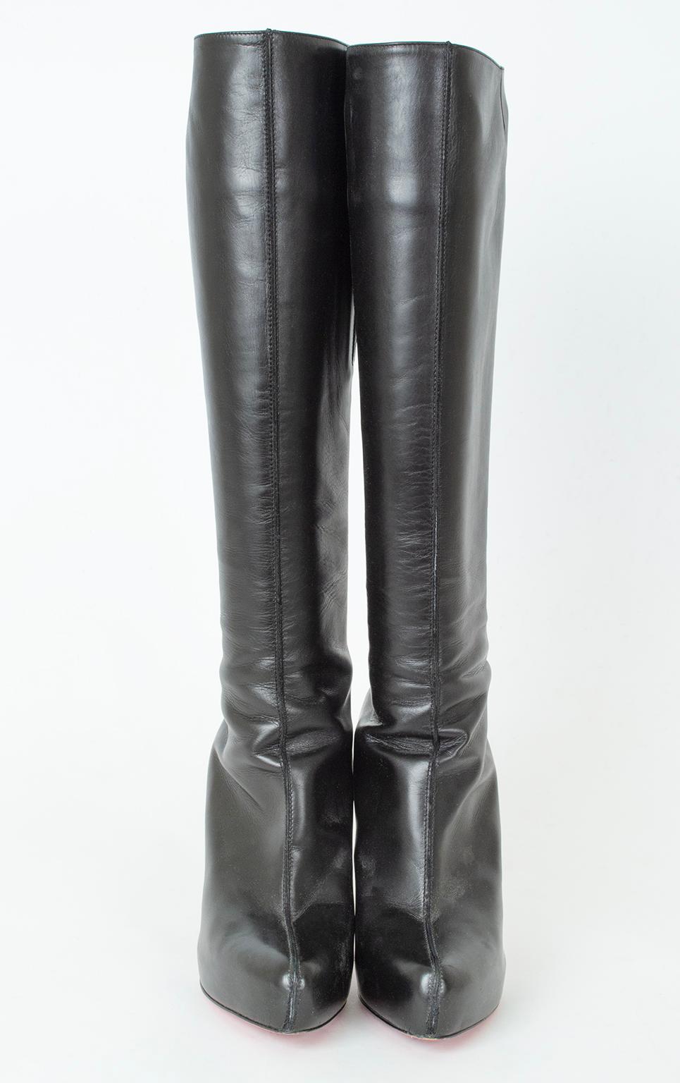 Christian Louboutin Dominatrix Platform Boot en cuir de veau noir, 120 mm - 39, 2001 Pour femmes en vente