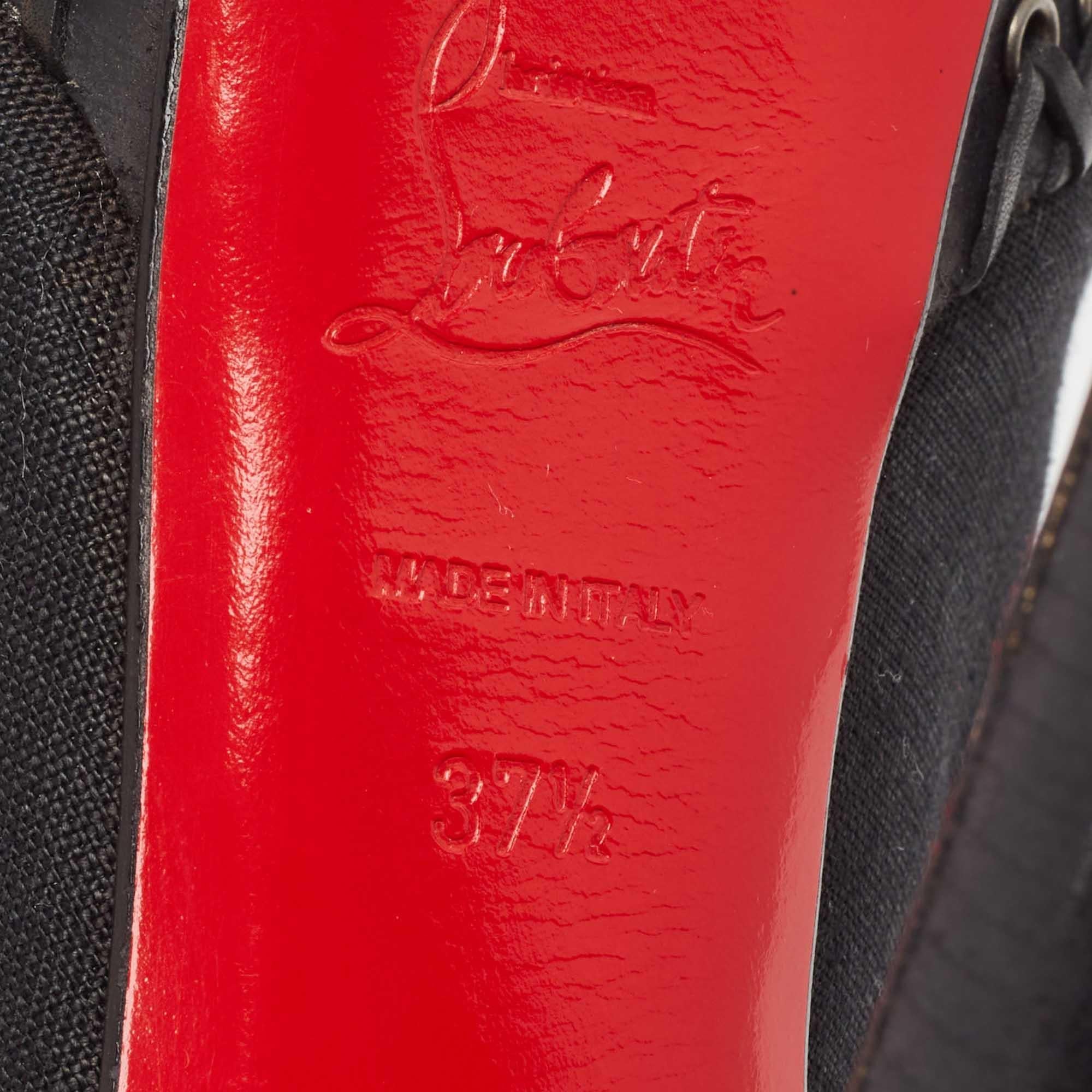 Christian Louboutin Black Canvas Indiana Platform Pumps Size 37.5 4