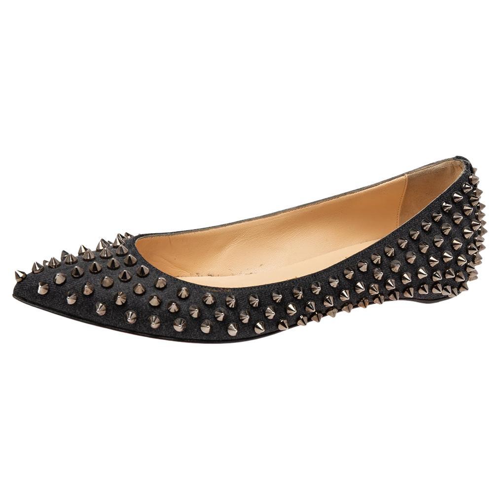Christian Louboutin Black Pigalle Ballet Flats Size 37 at 1stDibs | ballerina a pigalle, louboutin flats with spikes