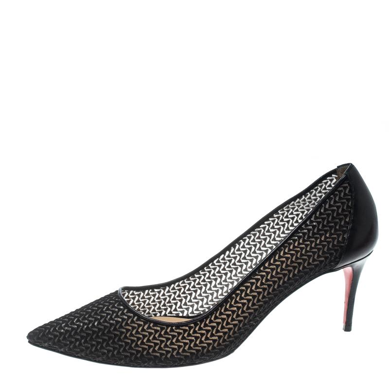 Christian Louboutin Black Chevron Mesh Saramor Maille Pointed Toe Pumps Size 38 4