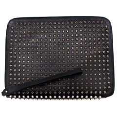 Christian Louboutin Black Cris Spiked Leather Ipad Case