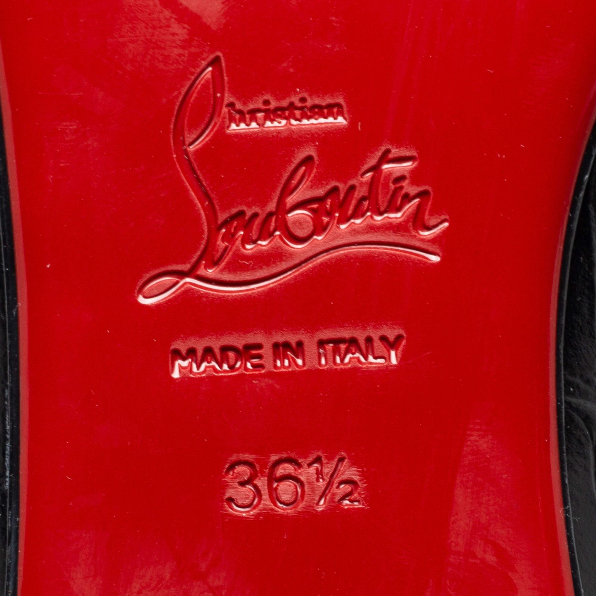 Christian Louboutin Black Croc Embossed Leather Kashasha Swing Loafers Size 36.5 2