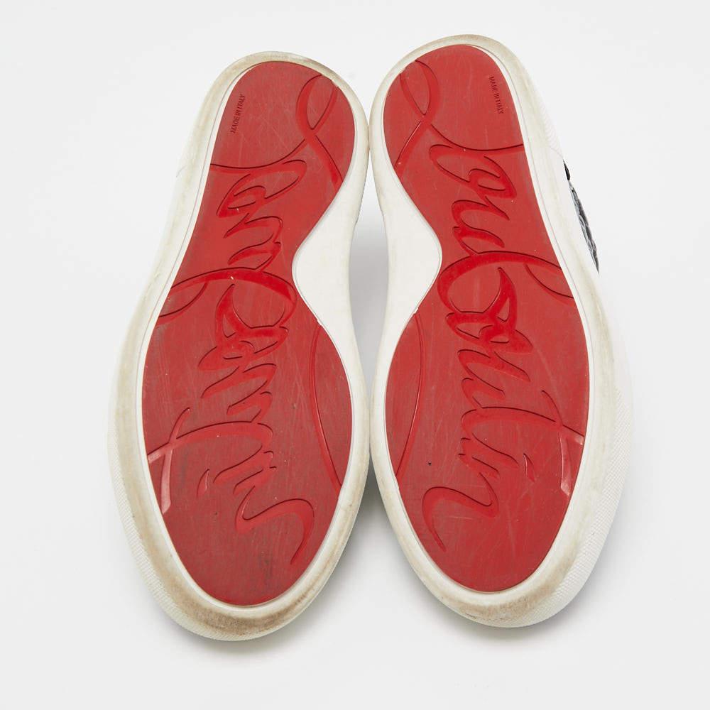 Women's Christian Louboutin Black Croc Embossed Vierissima Low Top Sneakers Size 36