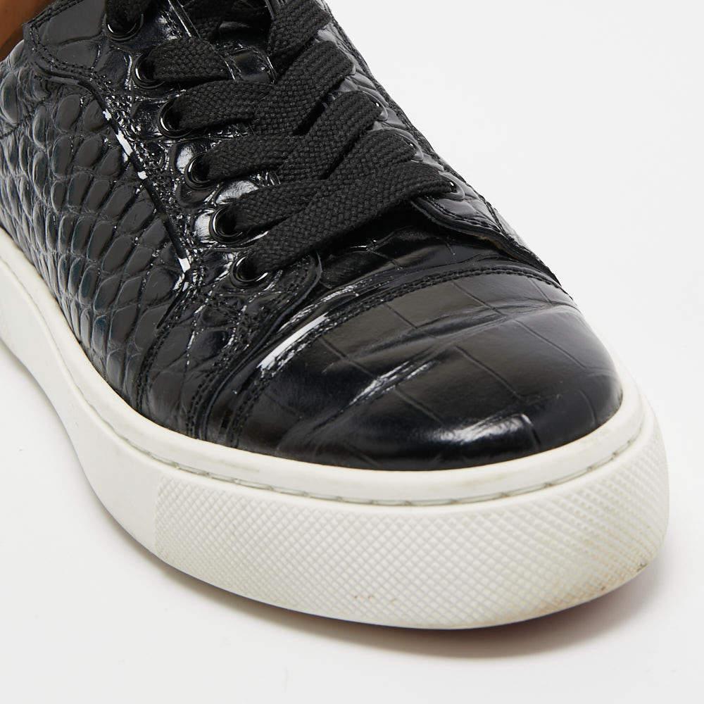 Christian Louboutin Black Croc Embossed Vierissima Low Top Sneakers Size 36 2