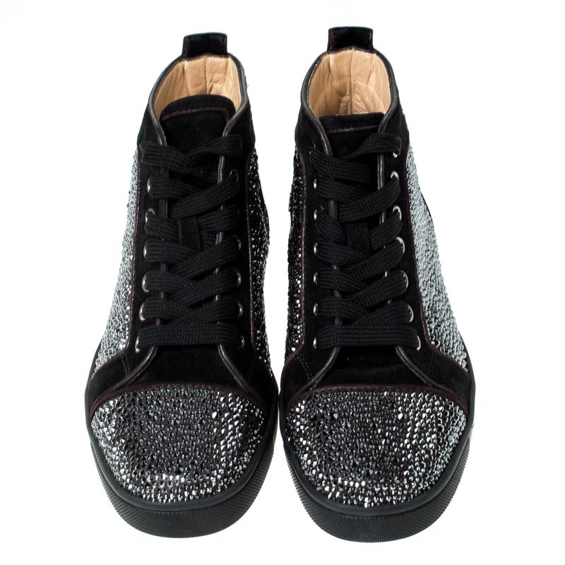 christian louboutin black crystal sneakers