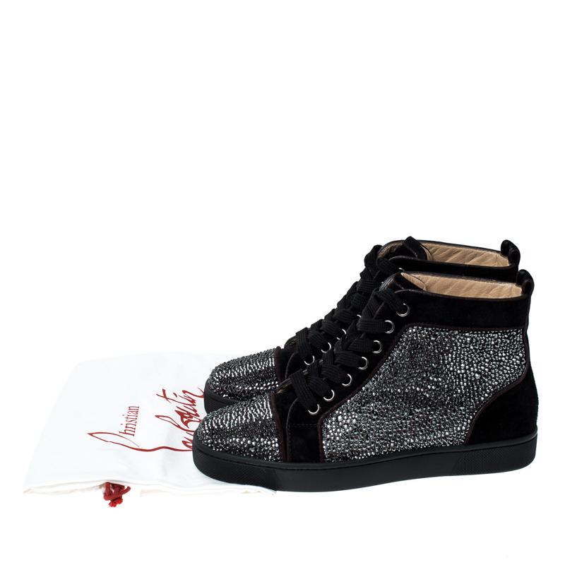 Christian Louboutin Black  Crystal Embellished High Top Sneakers Size 35 1