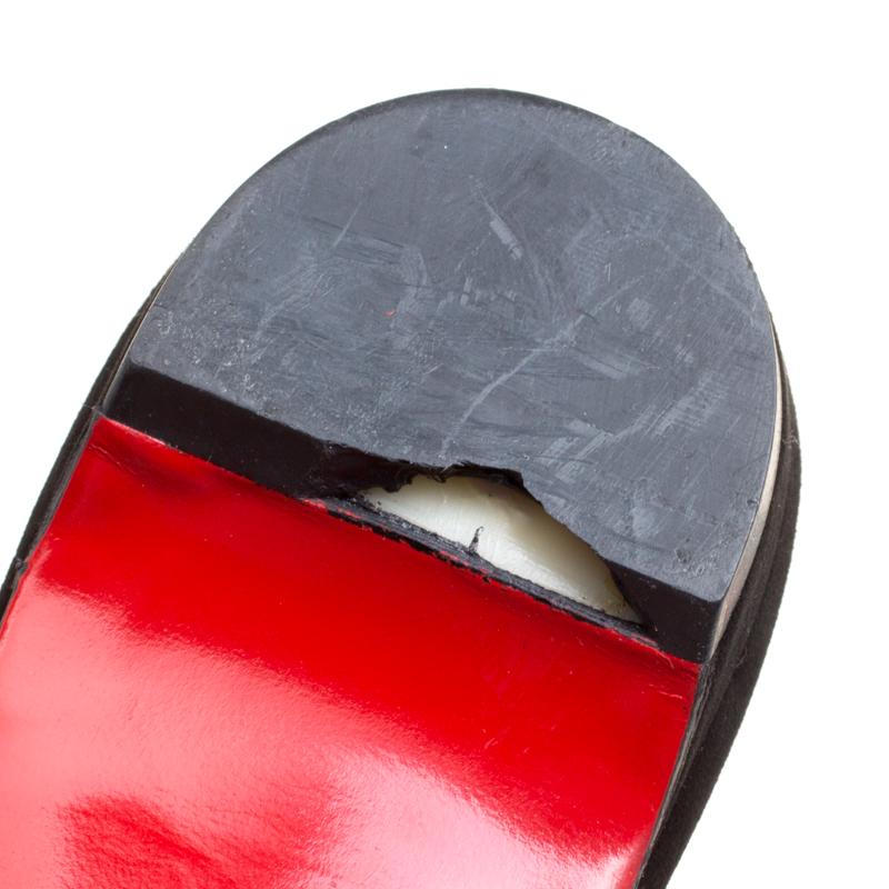 Black Crystal Embellished Suede Slingback Flat Sandals Size 36.5 2