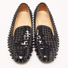Christian Louboutin Black Dandelion Spikes Smoking Slippers Size 38