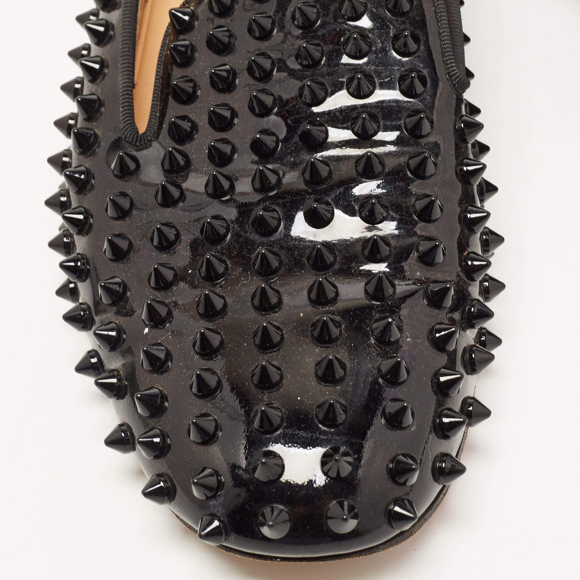 Christian Louboutin Black Dandelion Spikes Smoking Slippers Size 38 For Sale 1