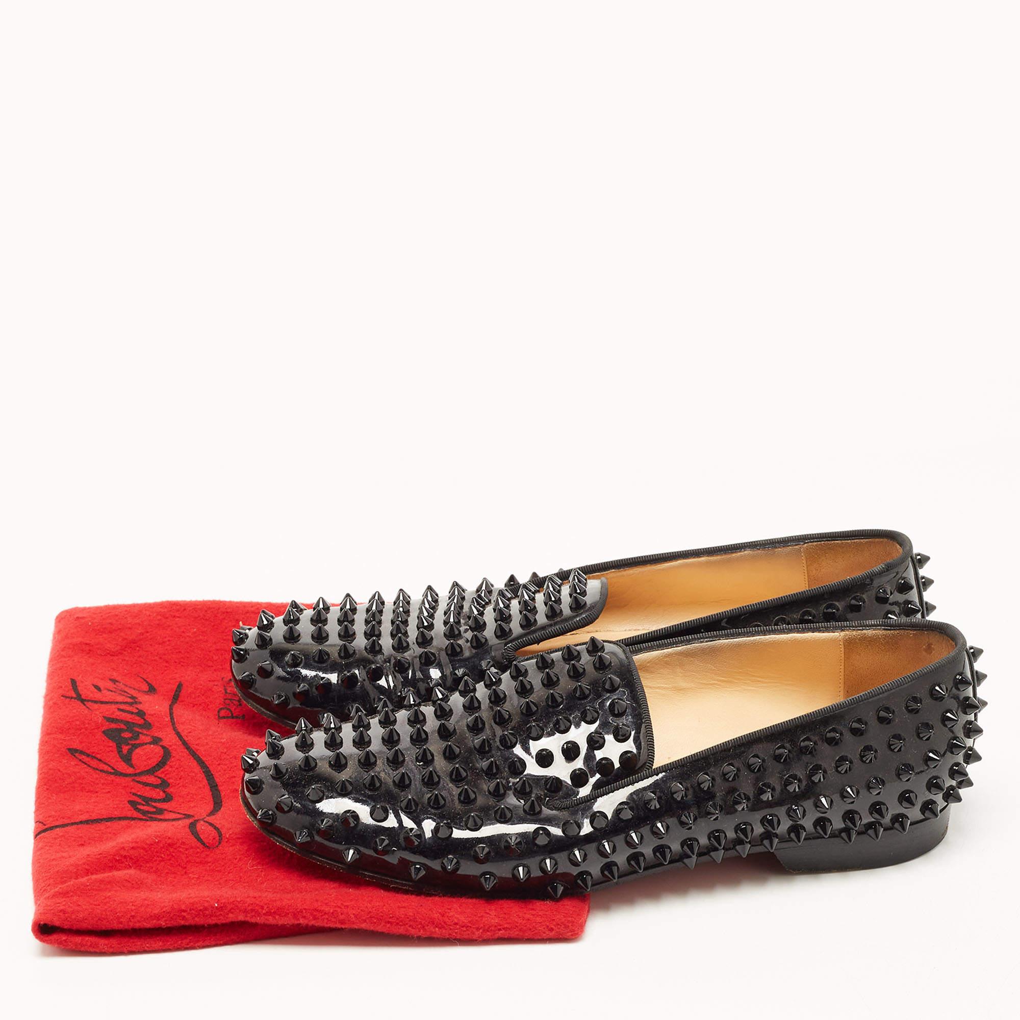 Christian Louboutin Black Dandelion Spikes Smoking Slippers Size 38 For Sale 4