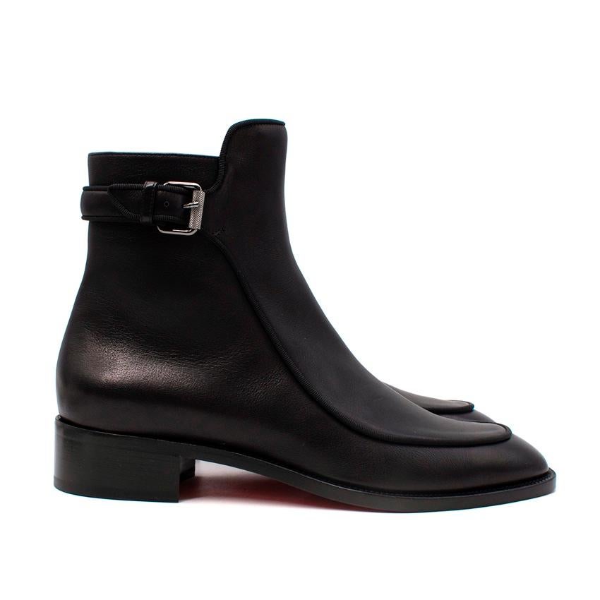 Christian Louboutin Black Ecritoir Leather Ankle Boots In Excellent Condition For Sale In London, GB