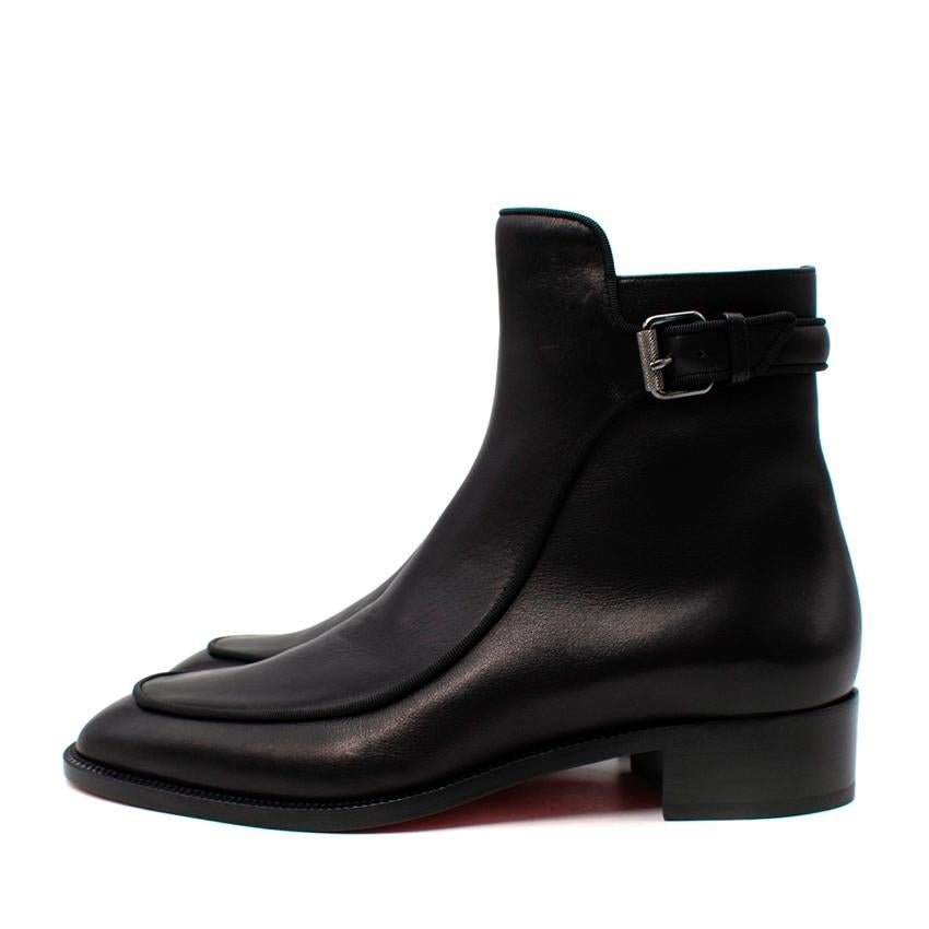 Christian Louboutin Black Ecritoir Leather Ankle Boots For Sale 1