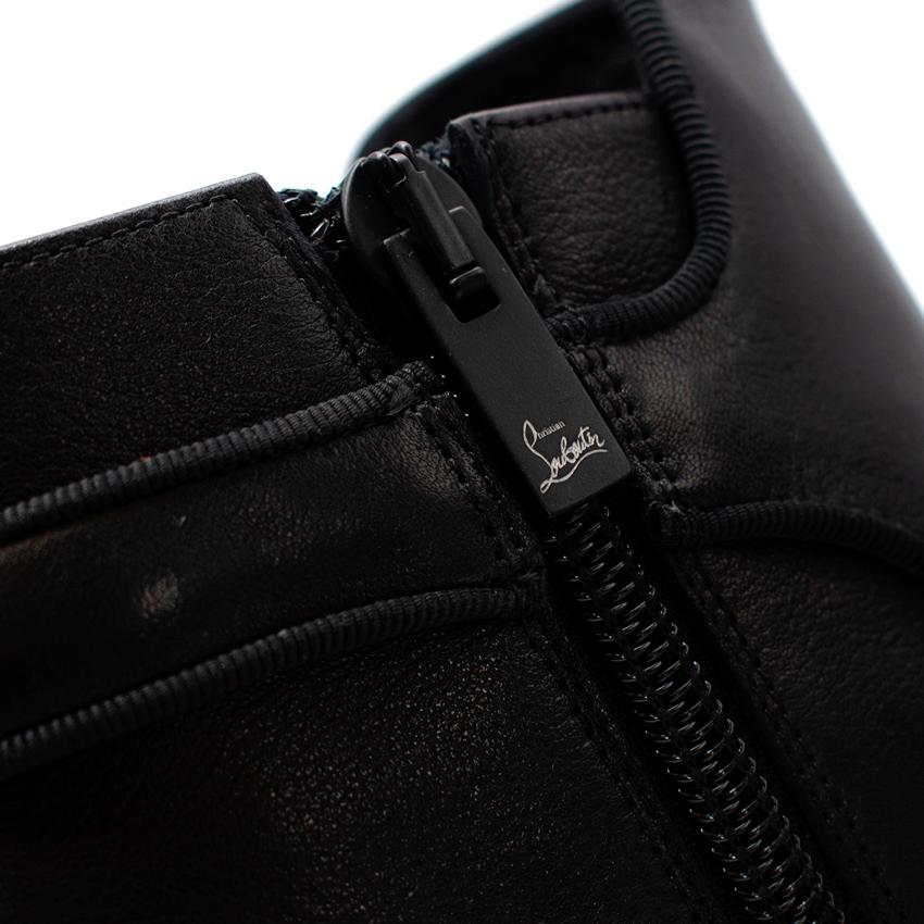 Christian Louboutin Black Ecritoir Leather Ankle Boots For Sale 3