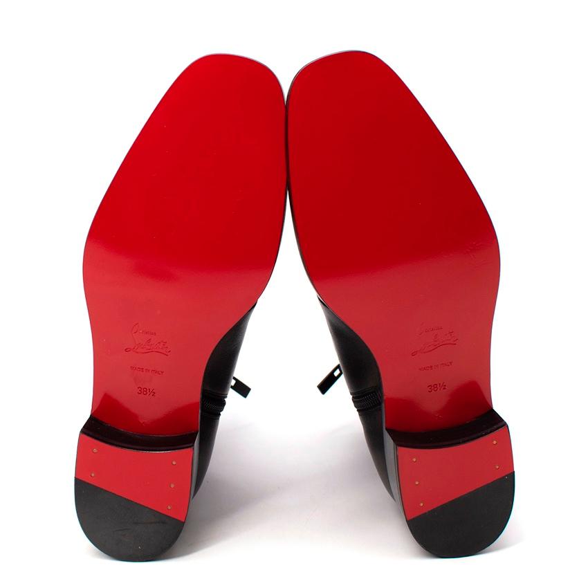 Christian Louboutin Black Ecritoir Leather Ankle Boots For Sale 5