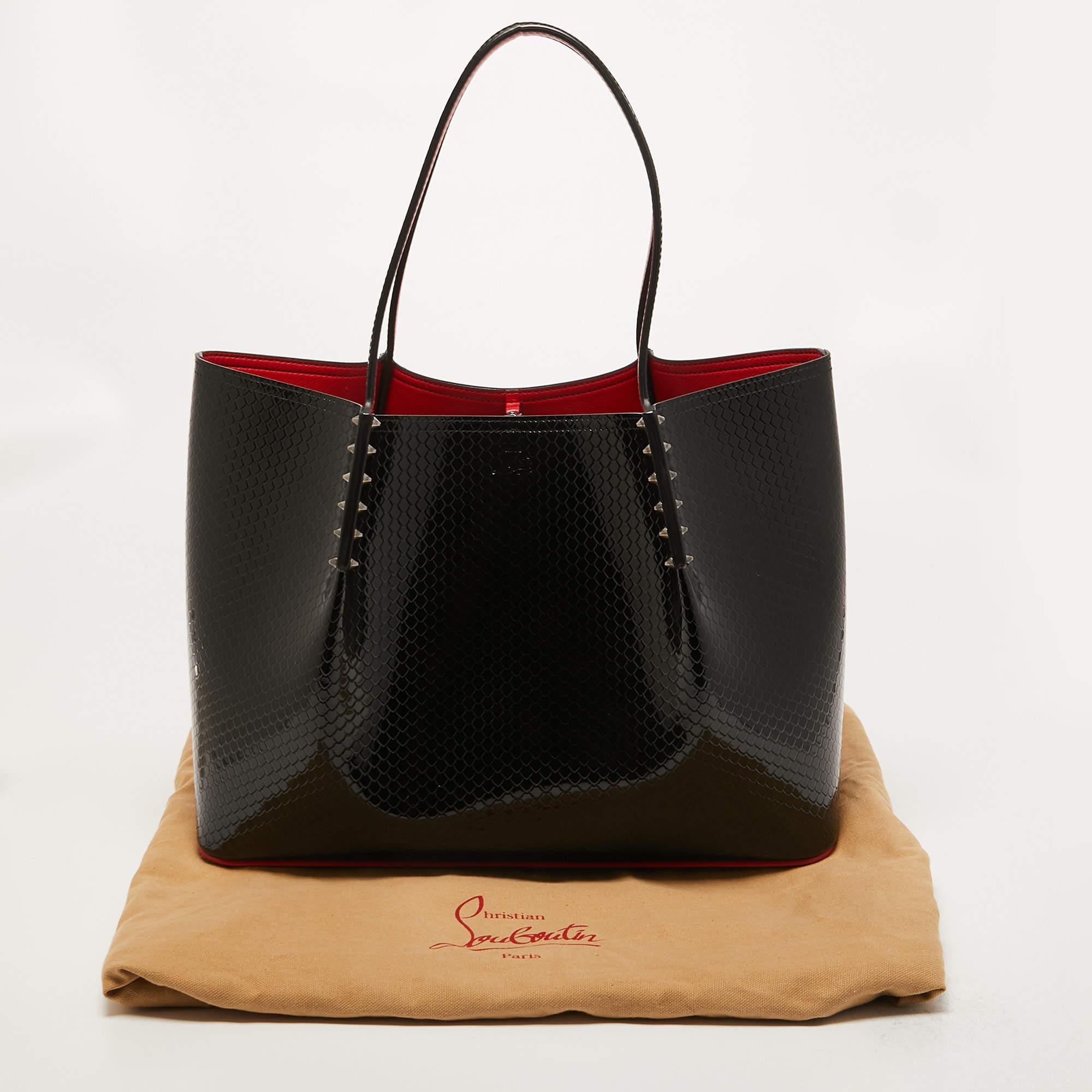 Christian Louboutin Black Embossed Patent Leather Large Cabarock Tote 1