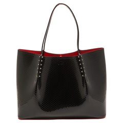 Christian Louboutin Black Embossed Patent Leather Large Cabarock Tote