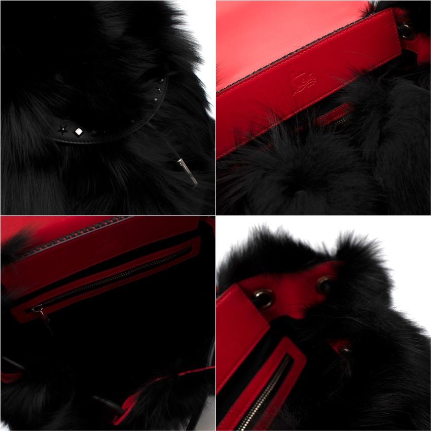 Christian Louboutin Black ExploraFunk Fox Fur Backpack For Sale 6