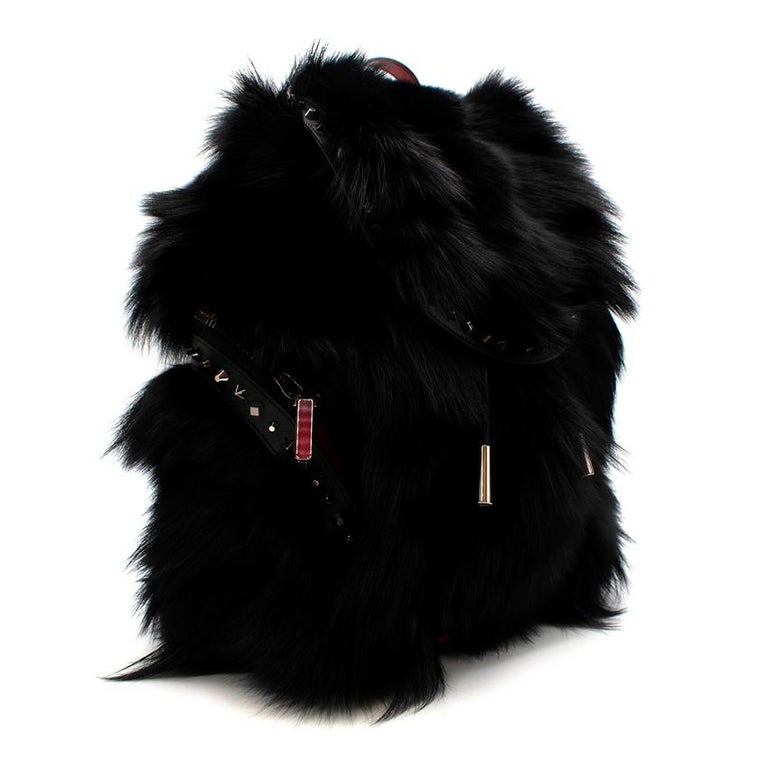 Christian Louboutin Black ExploraFunk Fox Fur Backpack For Sale at 