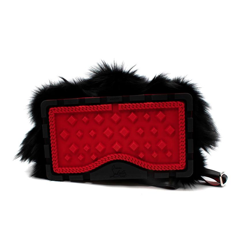 Christian Louboutin Black ExploraFunk Fox Fur Backpack For Sale 1