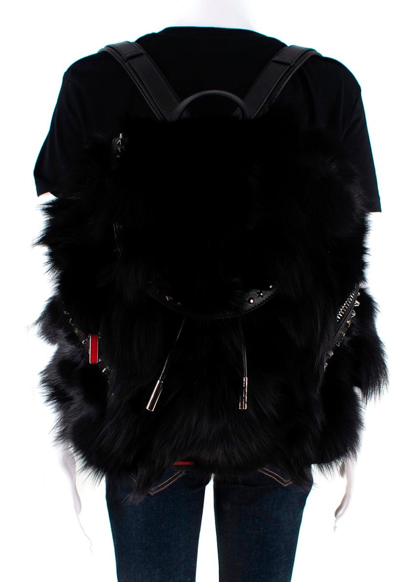 Christian Louboutin Black ExploraFunk Fox Fur Backpack For Sale 4
