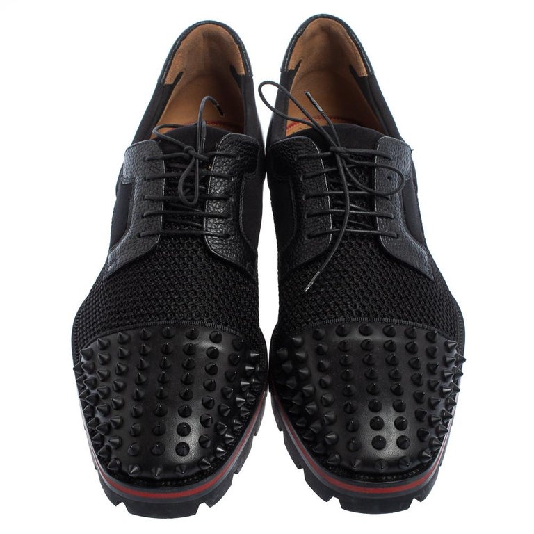 Christian Louboutin Black Fabric And Leather Luis Spikes Cap  display picture 1