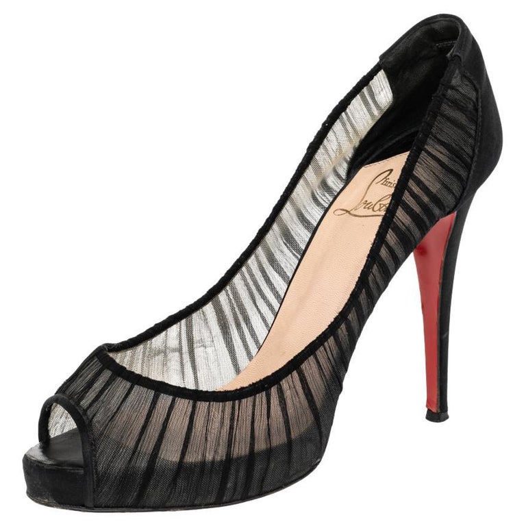 Escarpins Peep Toe Classiques Entier Noir - Taille 5, Talon Ultra Haut 4 Pouces+, Occasion Mint