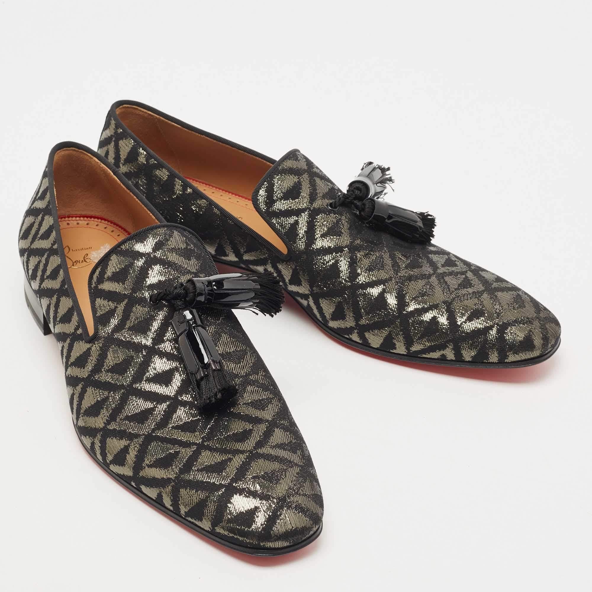 Christian Louboutin Black Fabric Dandelion Tassel Loafers Size 44 1
