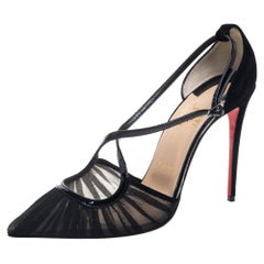 Christian Louboutin Black Fabric Twistissima Crisscross Pumps Size 39.5