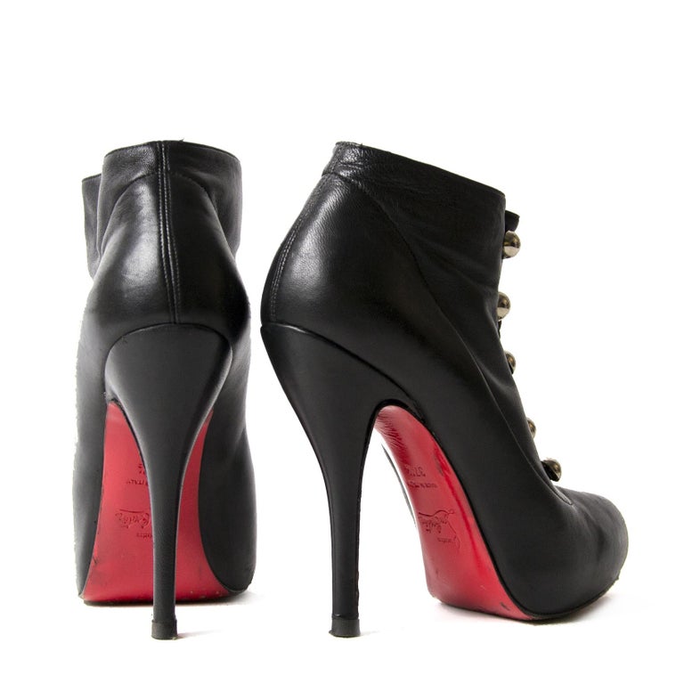Christian Louboutin Black Fifre Corset Ankle Boots - Size 37.5 at 1stDibs