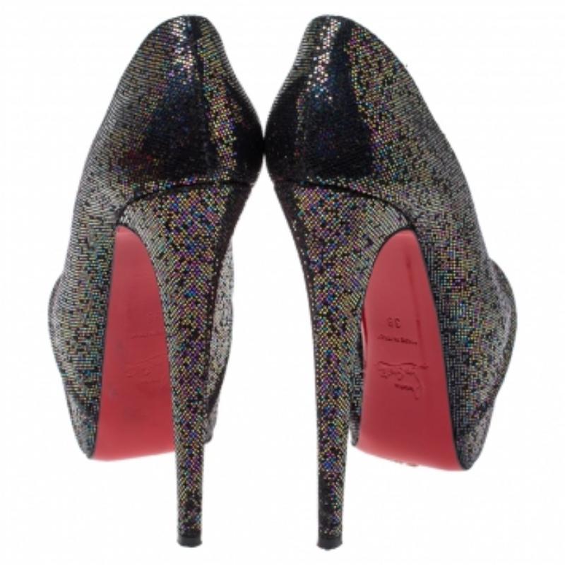 Christian Louboutin Black Glitter Fabric Drapesse 160 Spotlight Pumps Size 38 In Good Condition For Sale In Dubai, Al Qouz 2