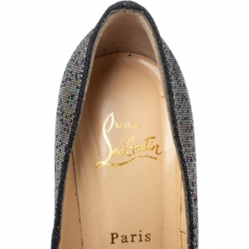 Christian Louboutin Black Glitter Fabric Drapesse 160 Spotlight Pumps Size 38 For Sale 1