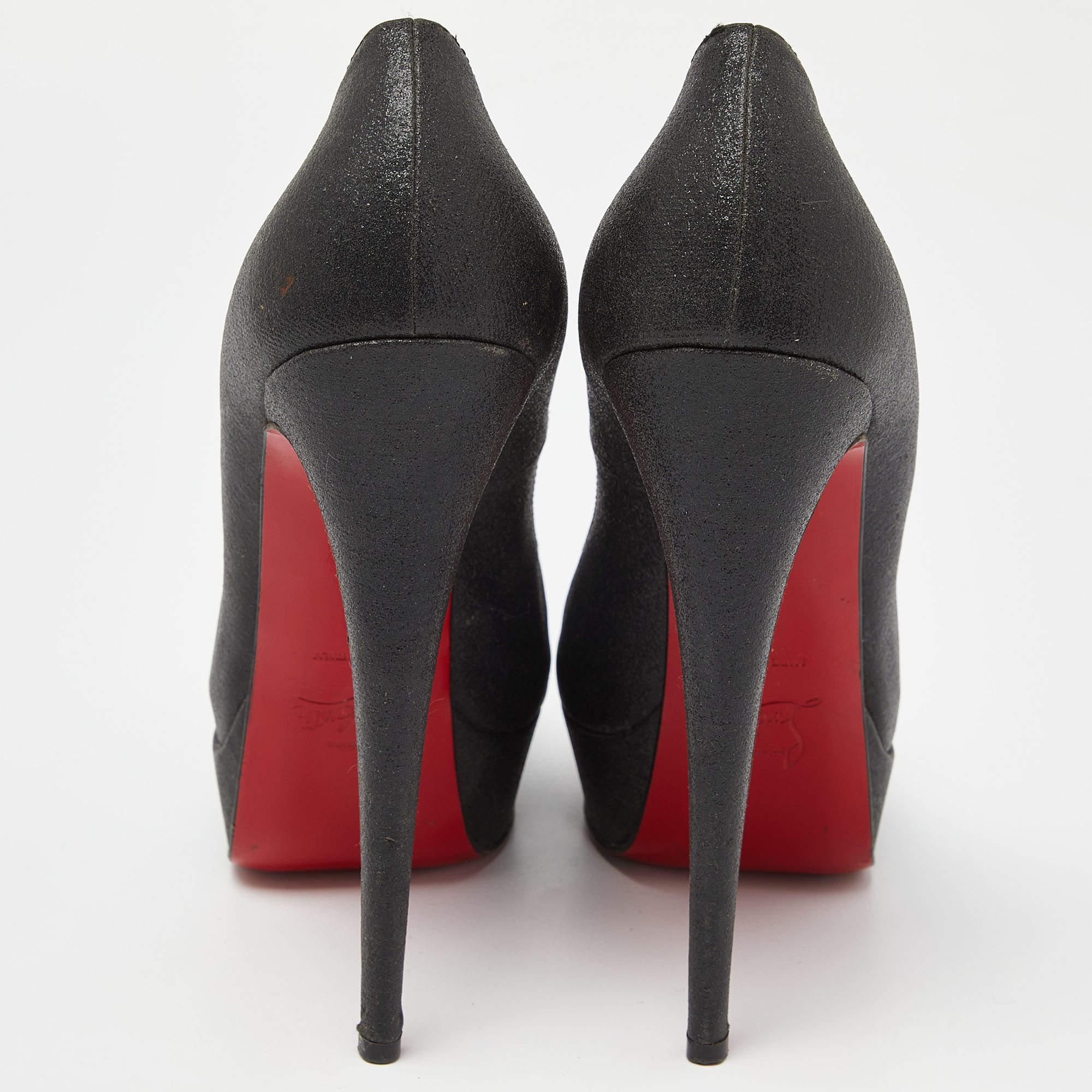 Christian Louboutin Pumps Lady Peep Glitter Nero Taglia 40 in vendita 2
