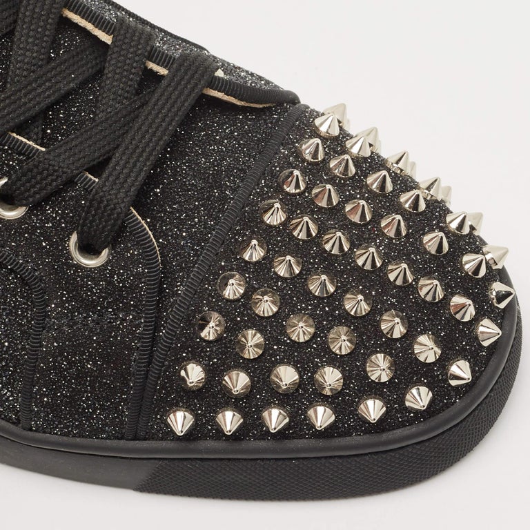 Christian Louboutin Black Leather High Top Sneakers Spike Studs Classic 42