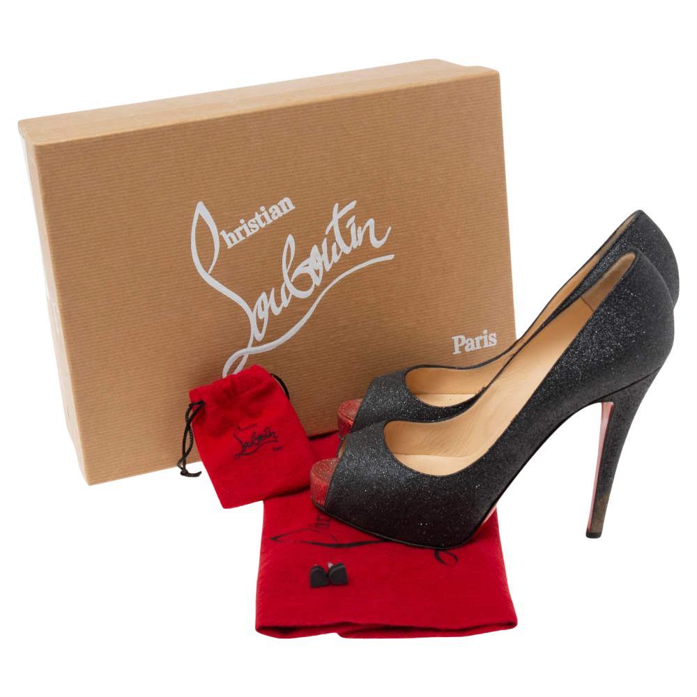 Christian Louboutin Black Glitter Very Prive Pumps Size 36 For Sale 3