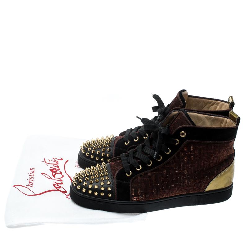 christian louboutin black and gold sneakers