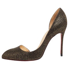 Christian Louboutin Black/Gold Lurex Fabric Iriza D'orsay Pumps Size 39