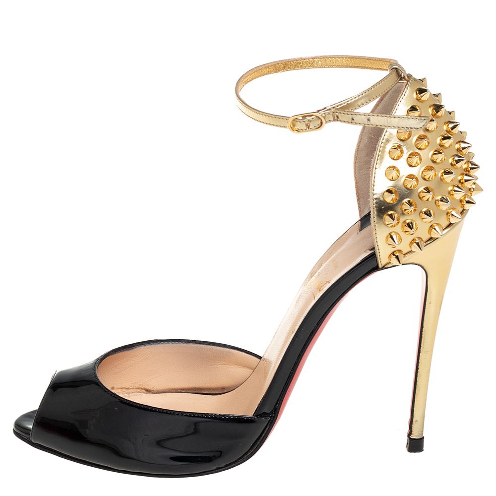 black and gold christian louboutin heels