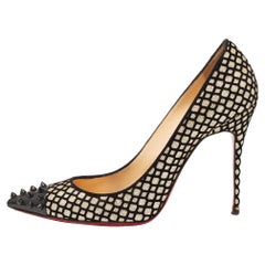 Christian Louboutin Black/Gold Suede and Glitter Geo Pumps Size 39