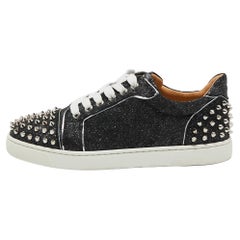 Christian Louboutin Black/Grey Lurex Fabric Vieira 2 Sneakers Size 39