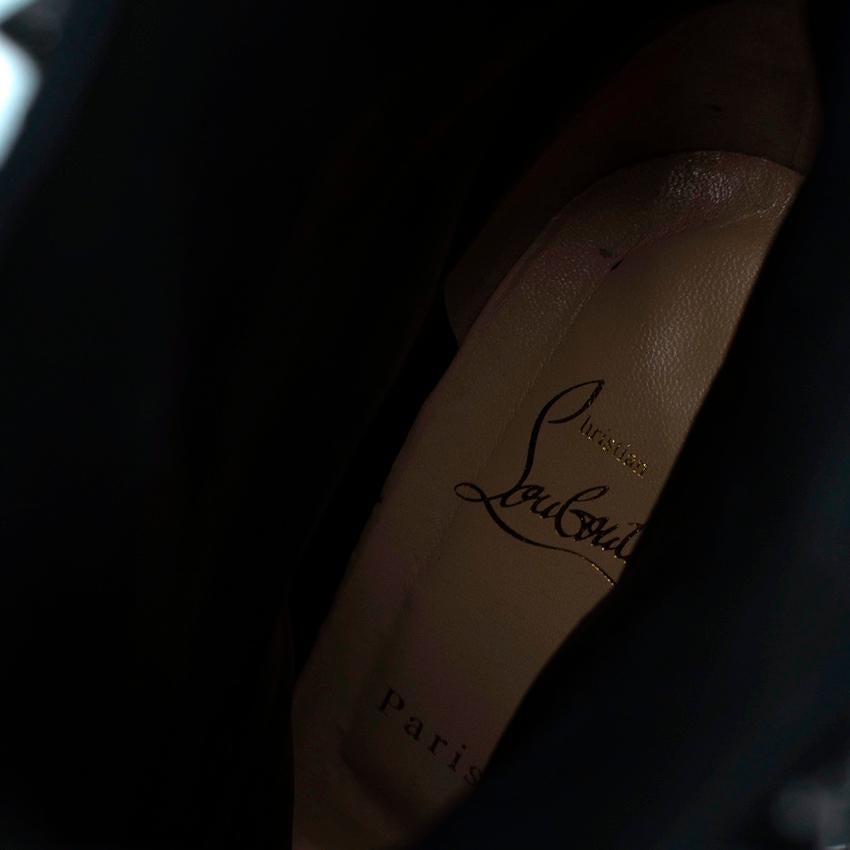 Women's Christian Louboutin Black Guerilla 120 Studded Peep Toe Heeled Booties For Sale