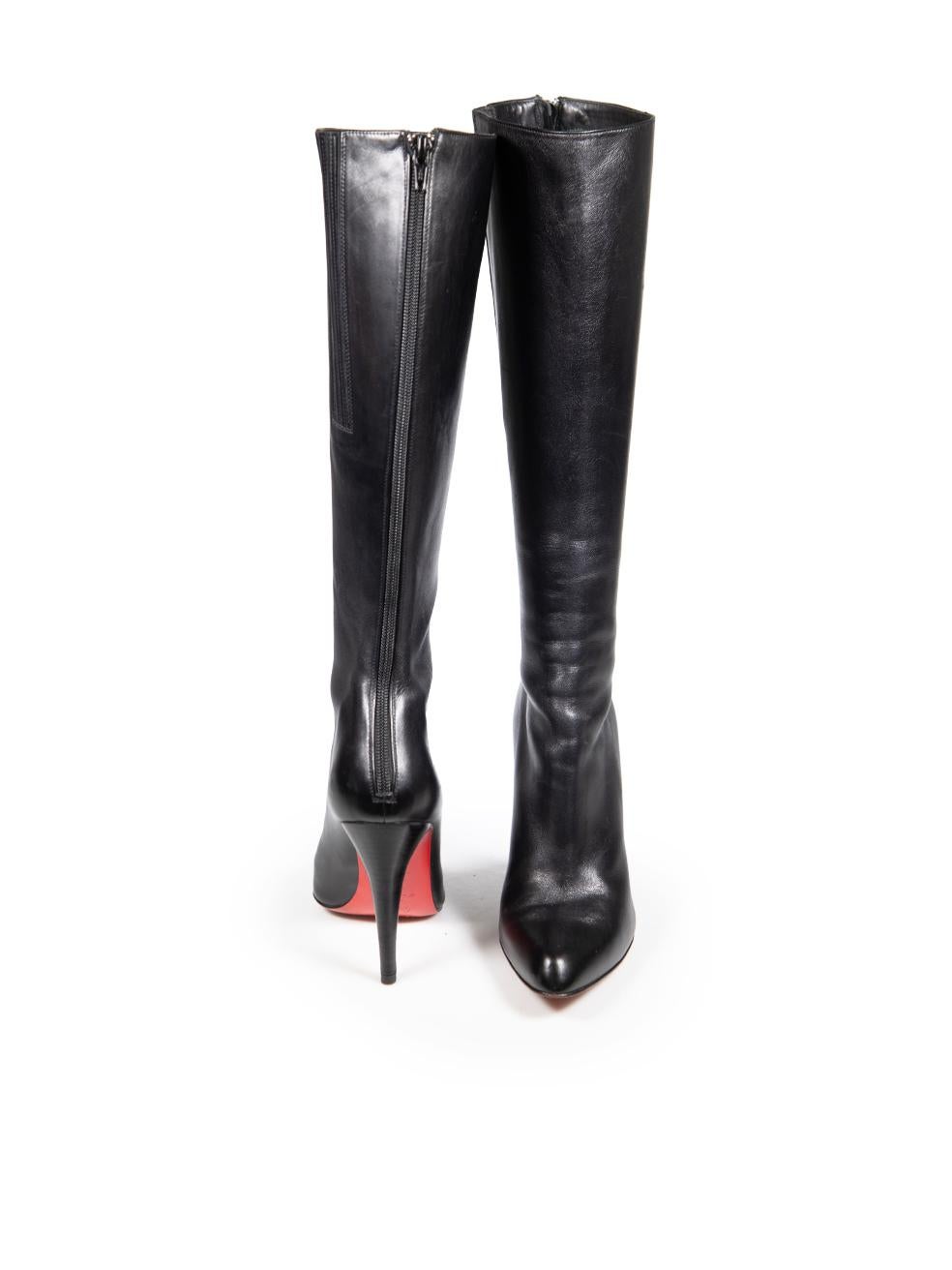 Christian Louboutin Black High Heel Leather Boots Size IT 38.5 In Good Condition For Sale In London, GB